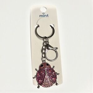 Mint Pink and Silver Ladybug Keychain